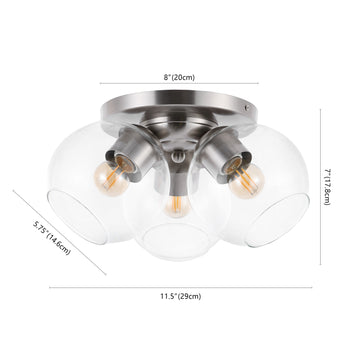 Iris 11.5" Farmhouse Rustic Iron/Glass LED Semi Flush Mount - JONATHAN Y